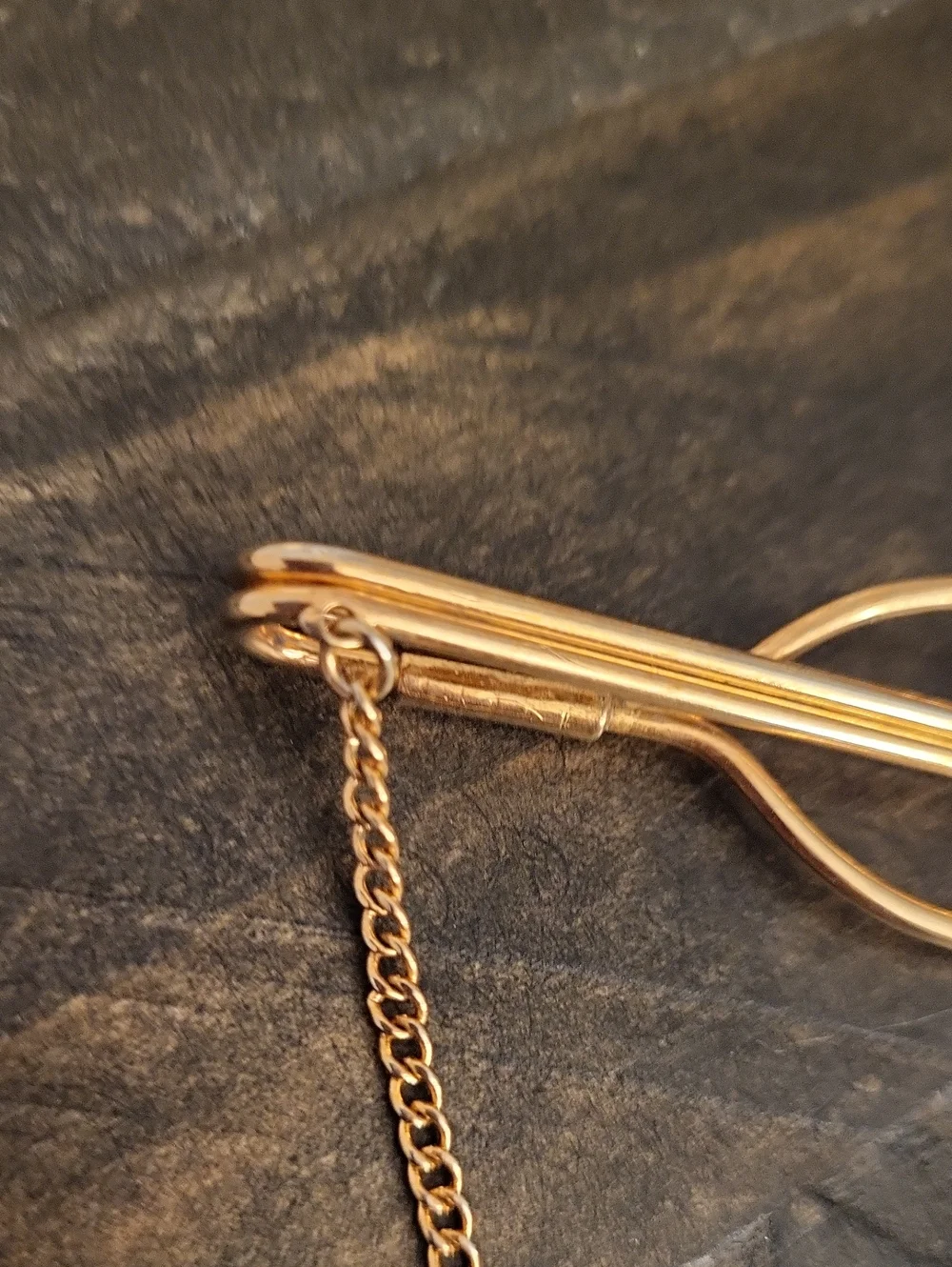 Vintage ORA Agnini Singer Rhinestone Treble Clef Tie Chain Clip Gold Tone